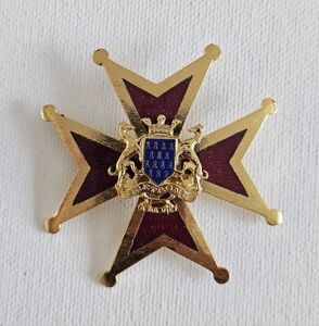 Vintage French Enamel Crest Brooch Pin